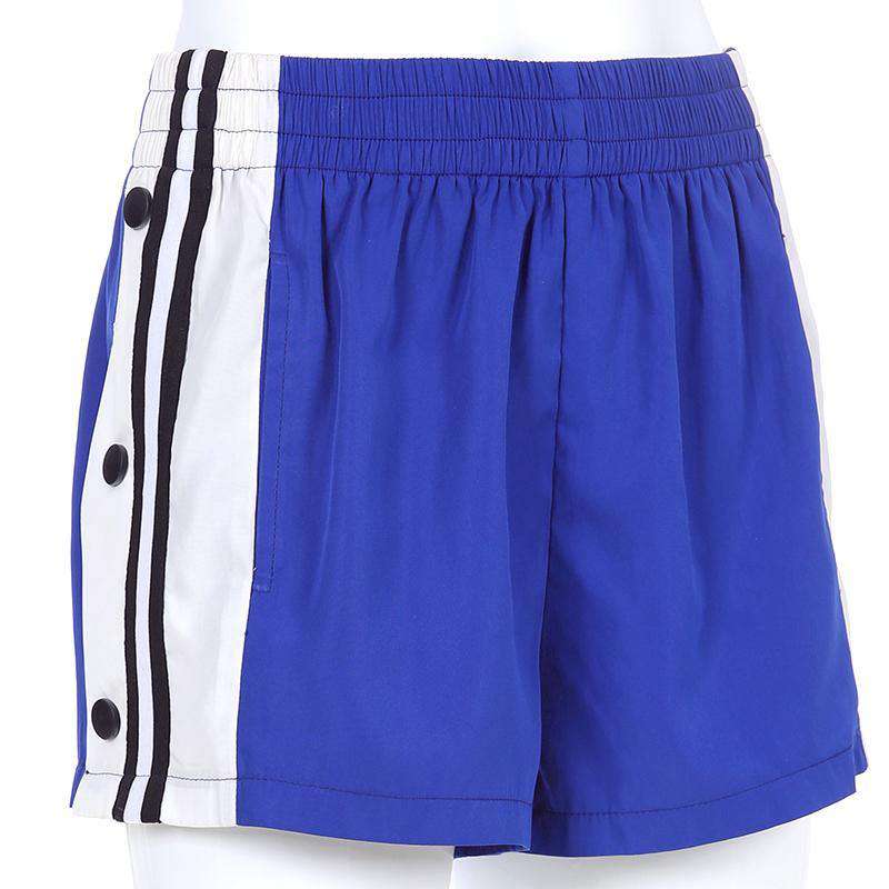 Split Side Shorts White Blue