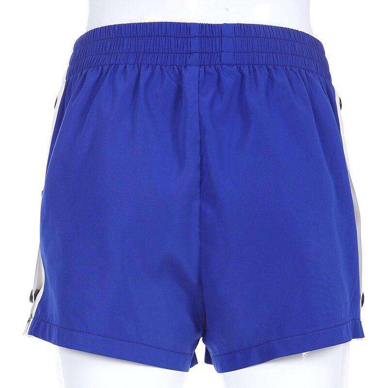 Split Side Shorts White Blue