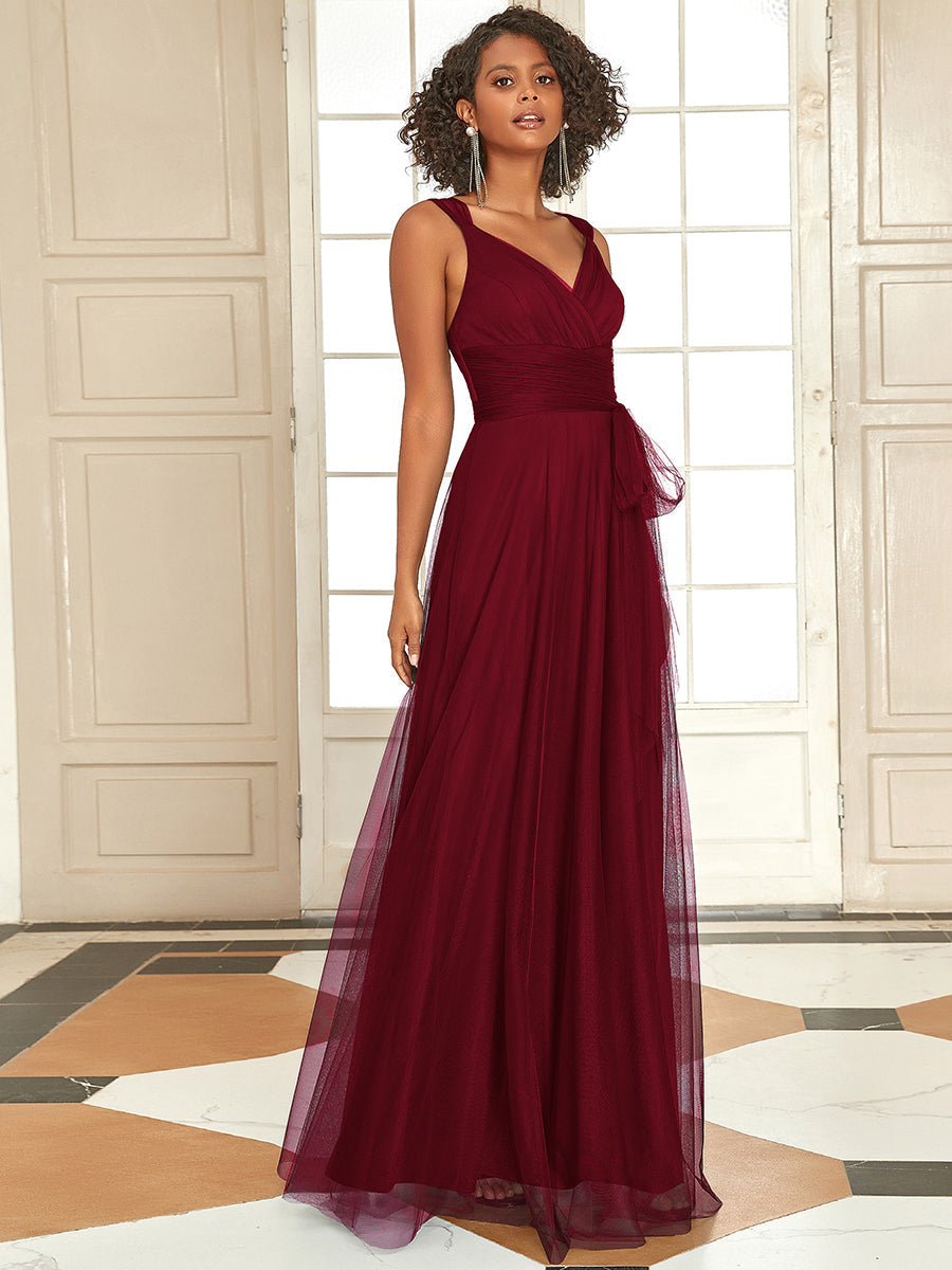 Adorable A Line Sleeveless Wholesale Tulle Bridesmaid Dresses With Belt - HCWP