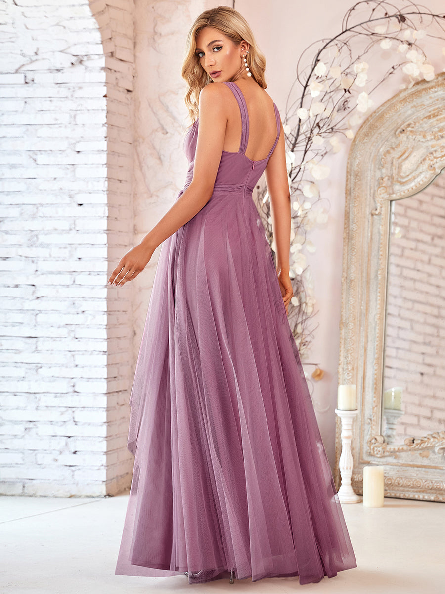 Adorable A Line Sleeveless Wholesale Tulle Bridesmaid Dresses With Belt - HCWP