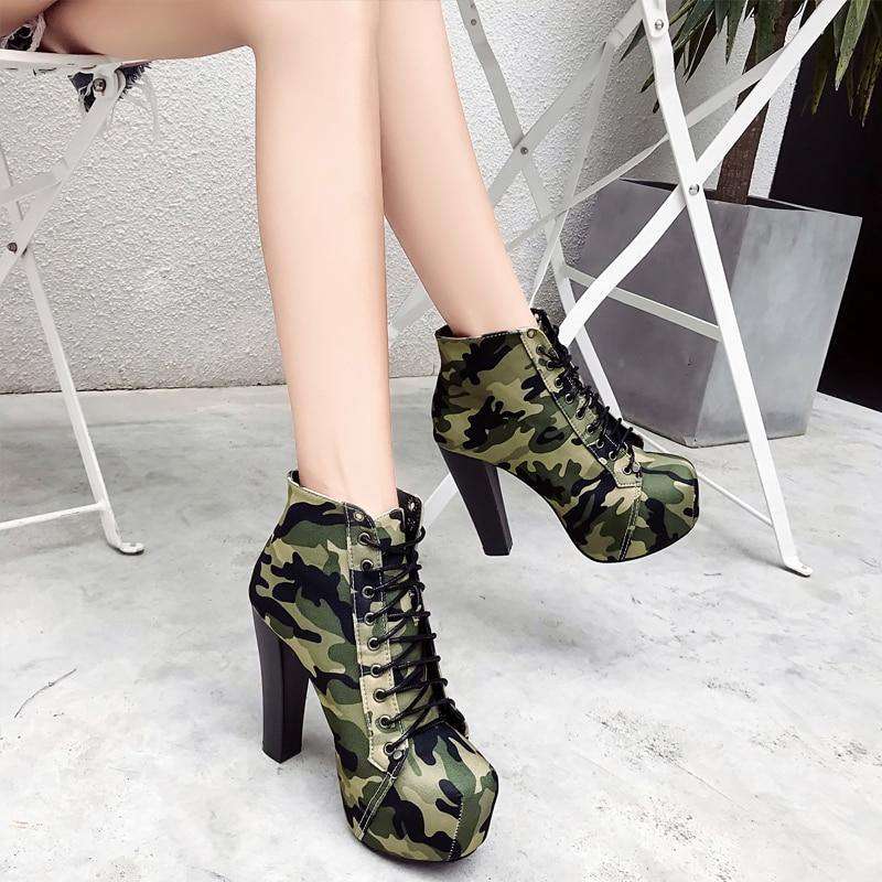 Winter Ankle Boots Camouflage