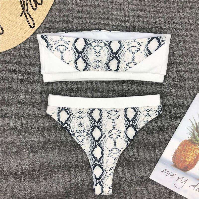 Snake print bandage swimsuit