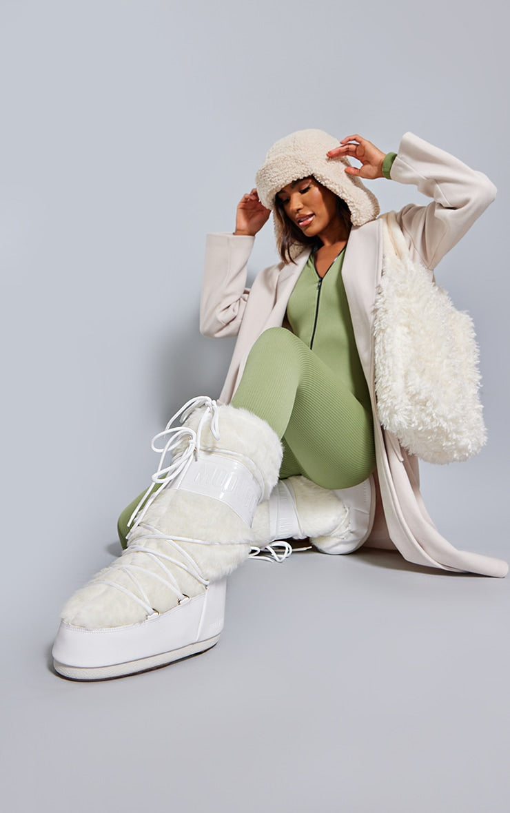 MOON BOOT White Icon Faux Fur - HCWP