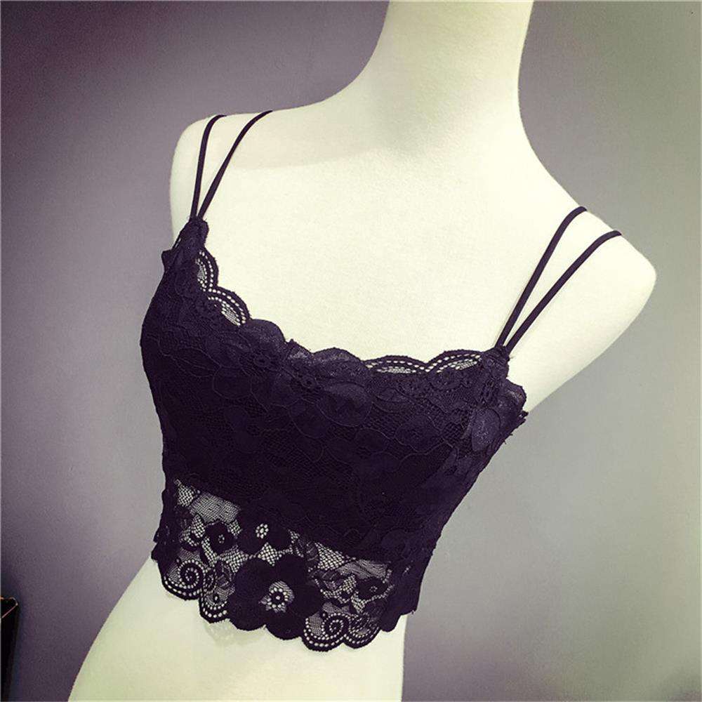 Black or White Lace Floral Crop Top