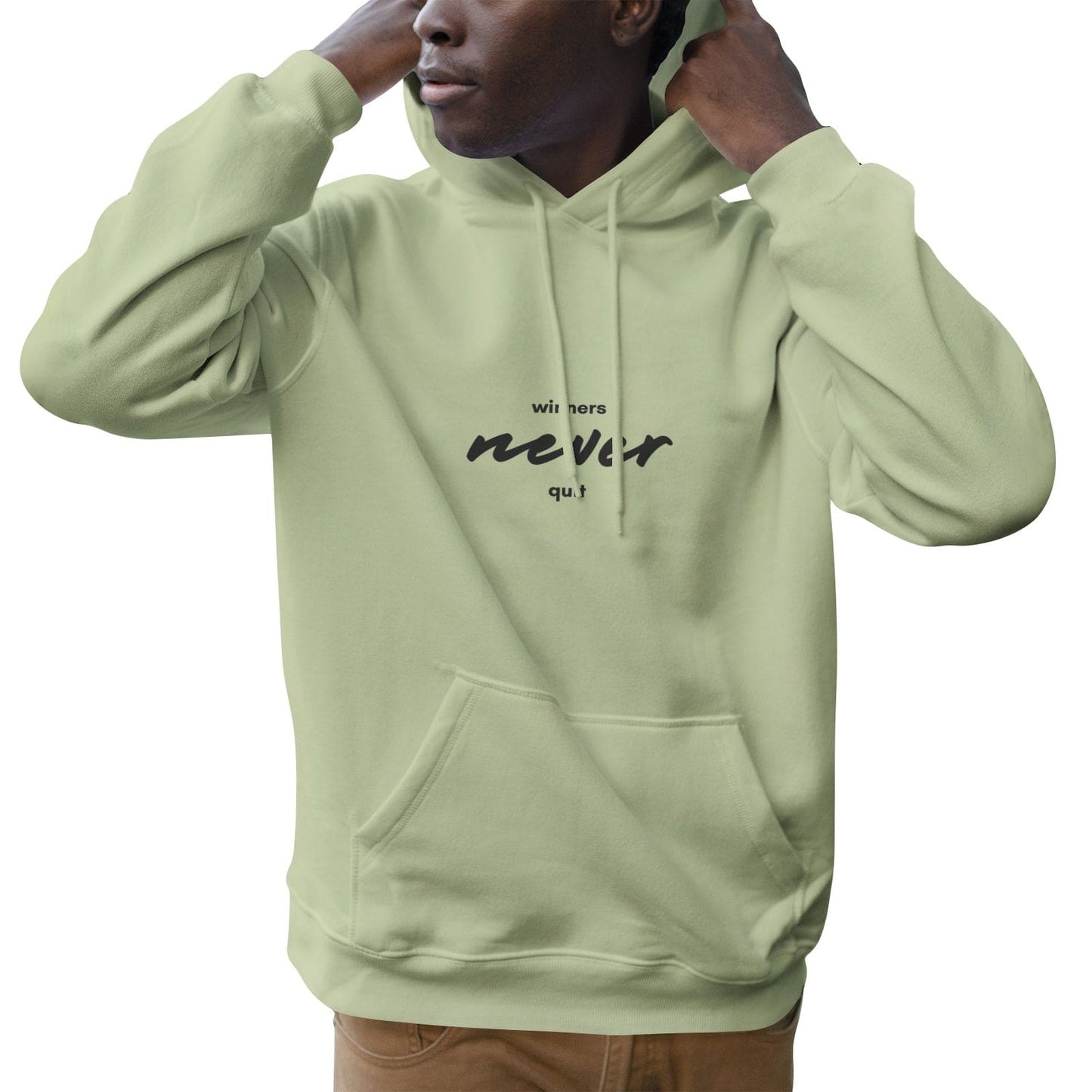 Winners never quit Men's Soft Cotton Hoodies - HCWP