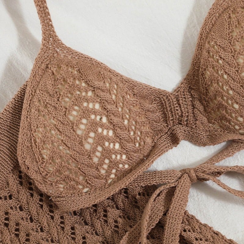DEAT Women Knitting Sling Nackless Sexy Bra Long Pants New Arrivals Two Piece Set Temperament Fashion Spring Summer 2022 11D846