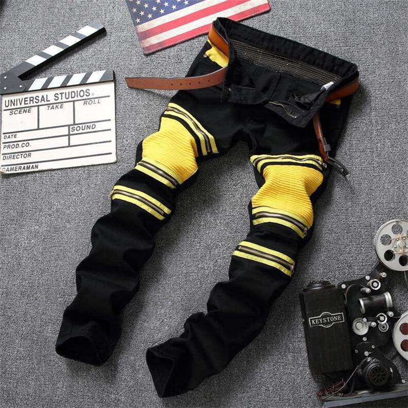 Jeans Slim Trousers,patchwork