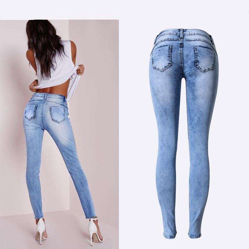 Low Waist Sky Blue Skinny Tights