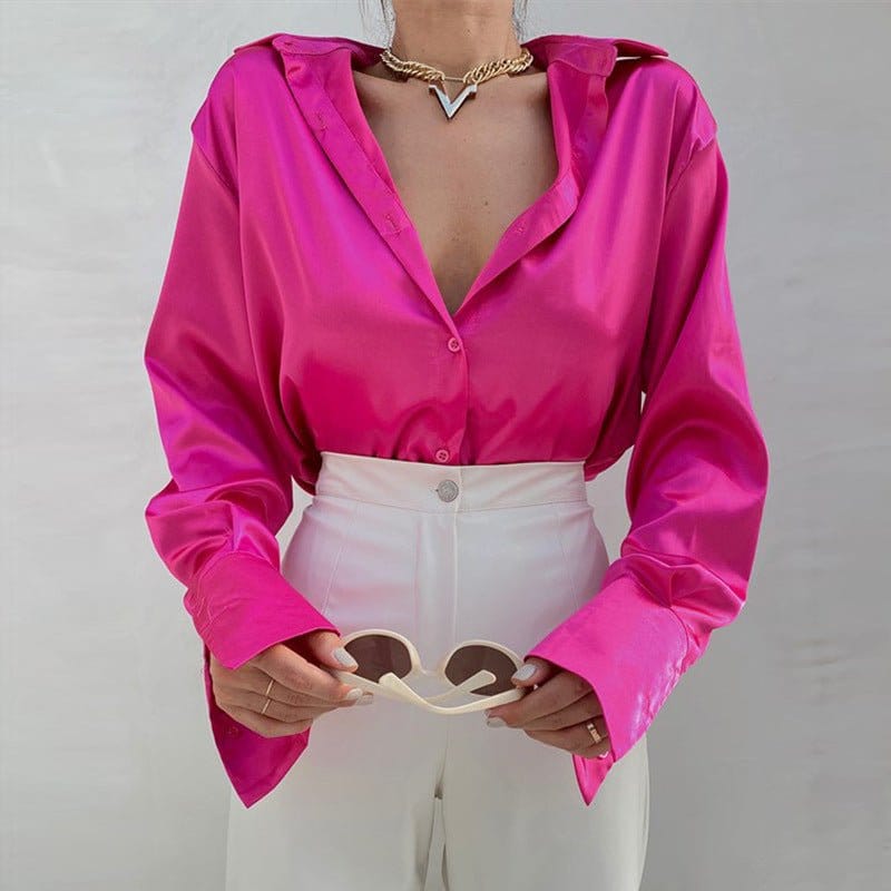 Satin Long Sleeve Blouses