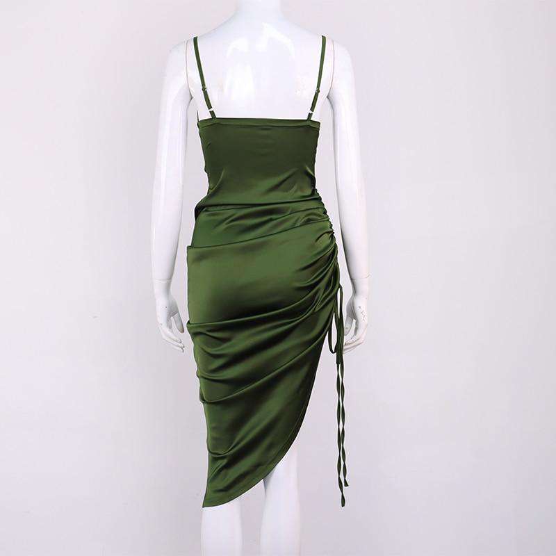 Satin Summer Dress Drawstring