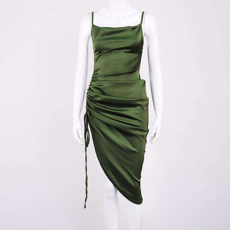Satin Summer Dress Drawstring