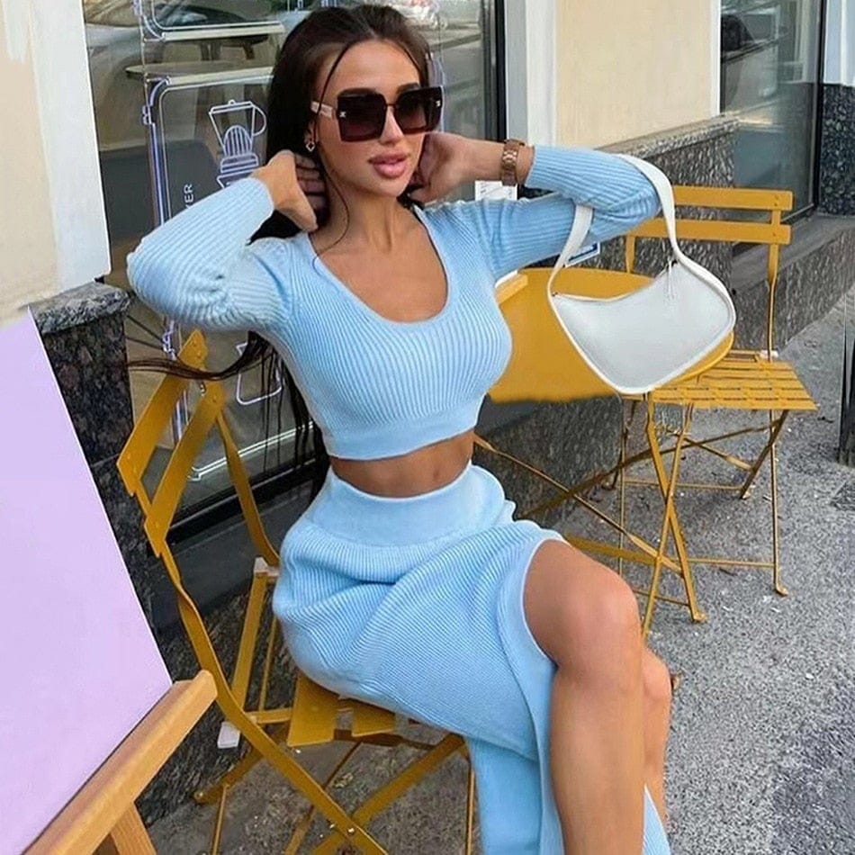 Tossy Long Sleeve Crop Top Set