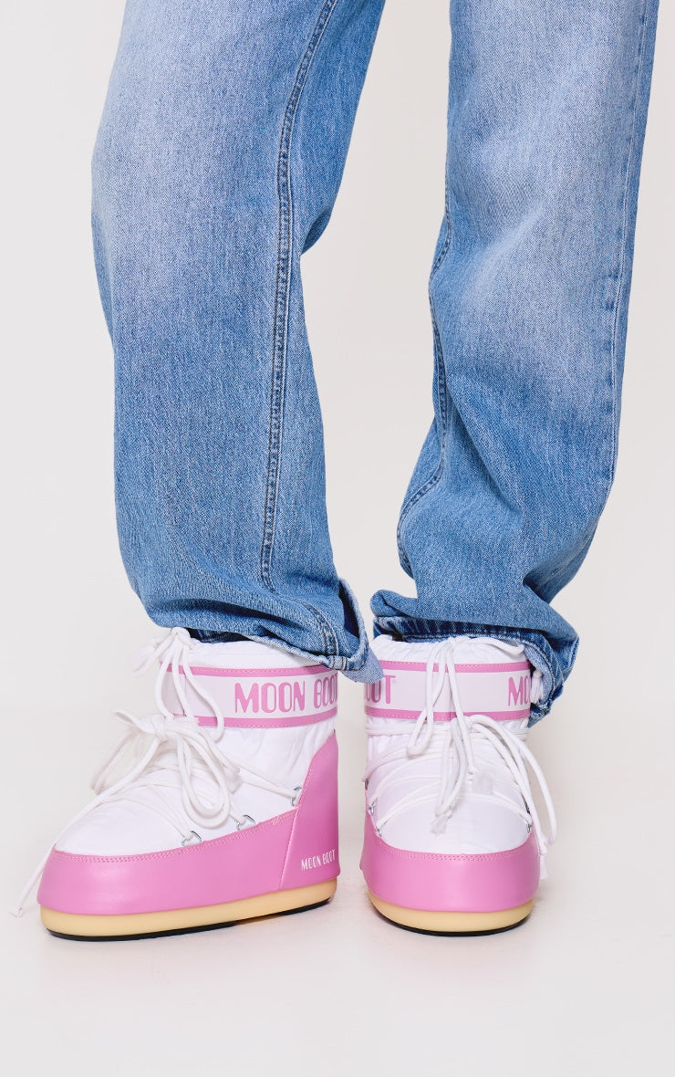 MOON BOOT Pink and White Icon Low