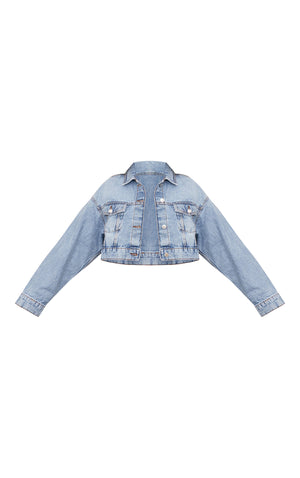 Mid Blue Wash Classic Cropped Denim Jacket