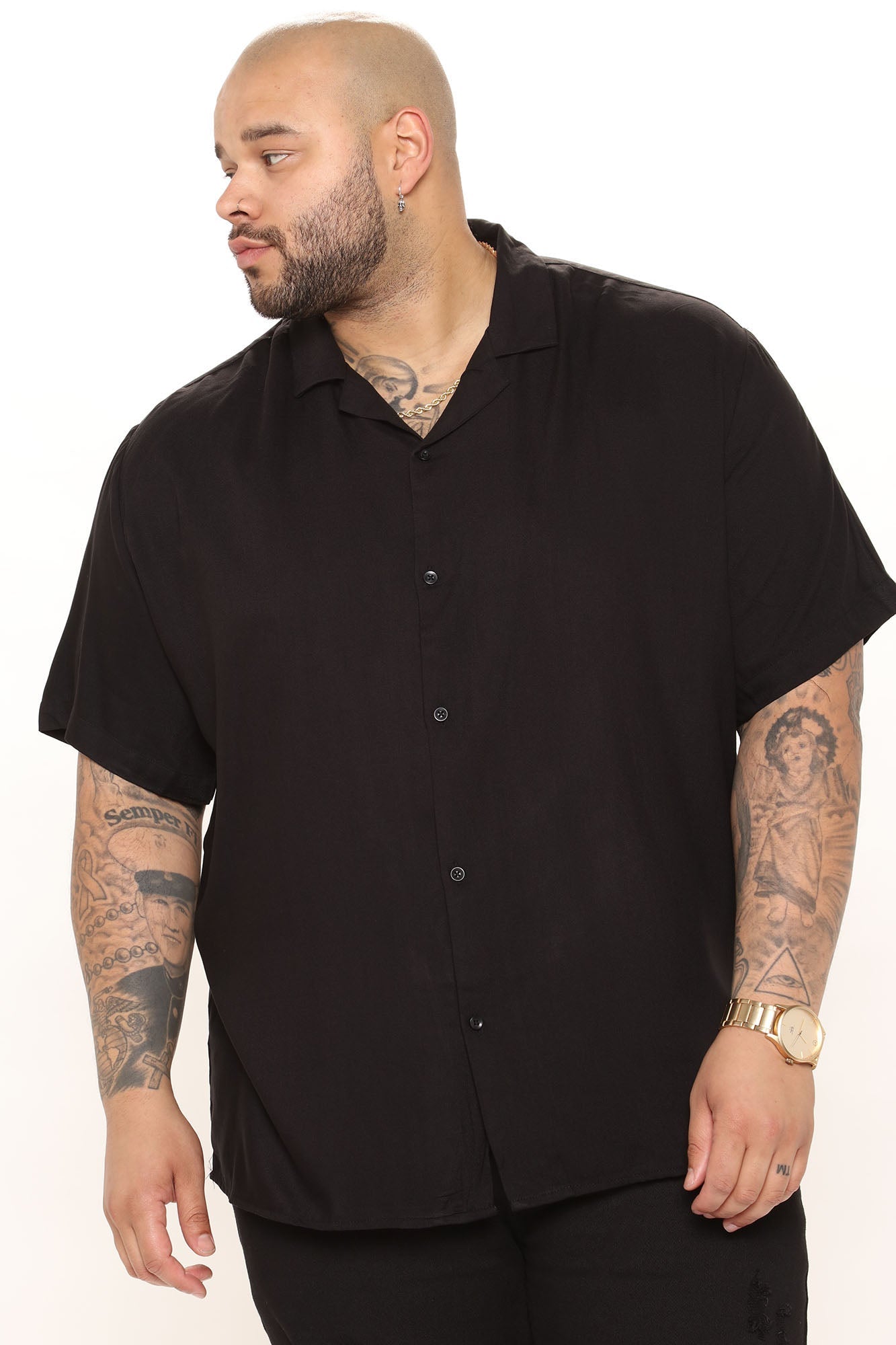 Dawson Short Sleeve Woven Top - Black - HCWP 