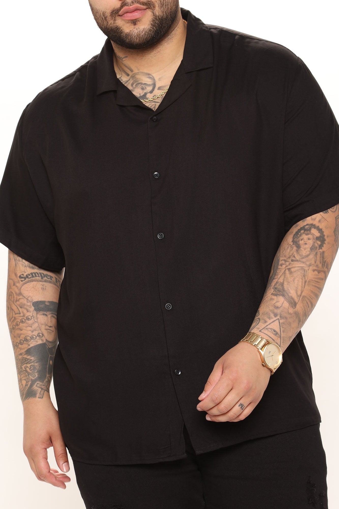 Dawson Short Sleeve Woven Top - Black - HCWP 