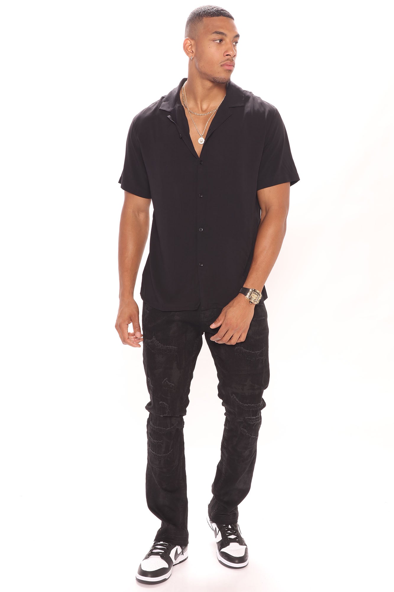 Dawson Short Sleeve Woven Top - Black - HCWP 