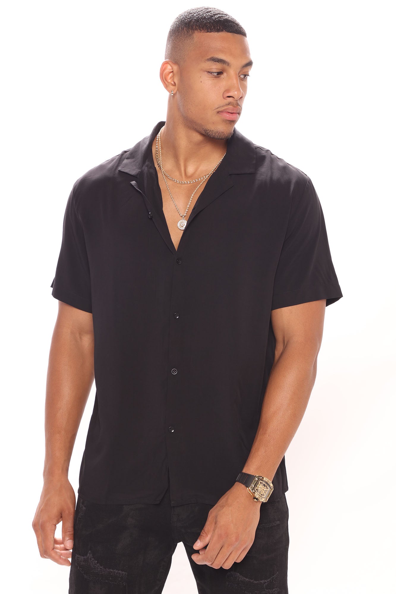 Dawson Short Sleeve Woven Top - Black - HCWP 