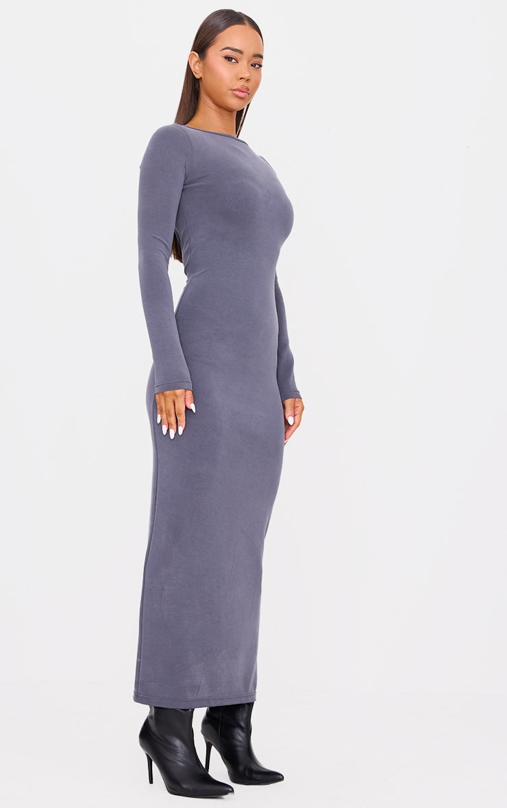 Plum Premium Contour Boat Neck Maxi Dress