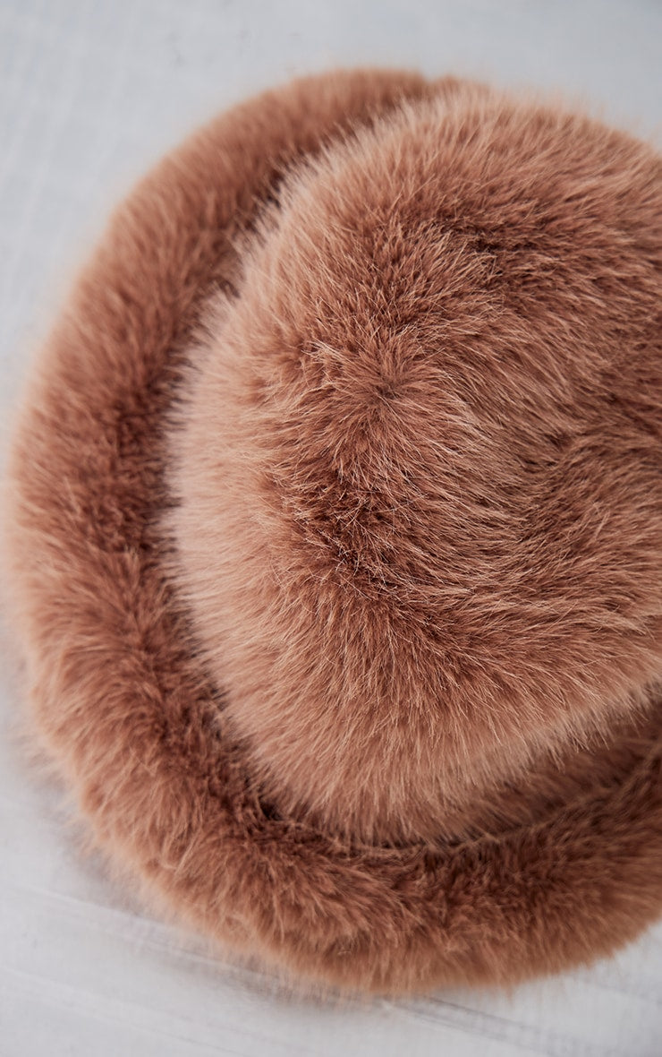 Chocolate Faux Fur Fluffy Bucket Hat