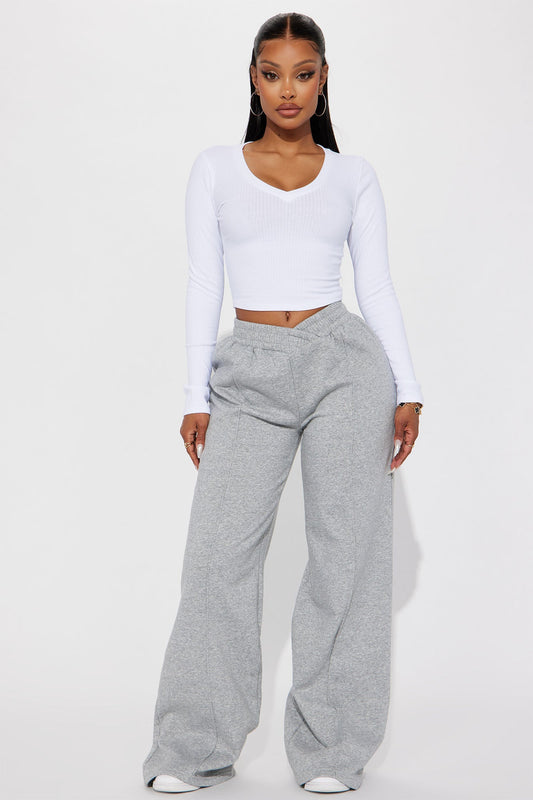 Cassandra Cross Over Lounge Pant - Heather Grey - HCWP 