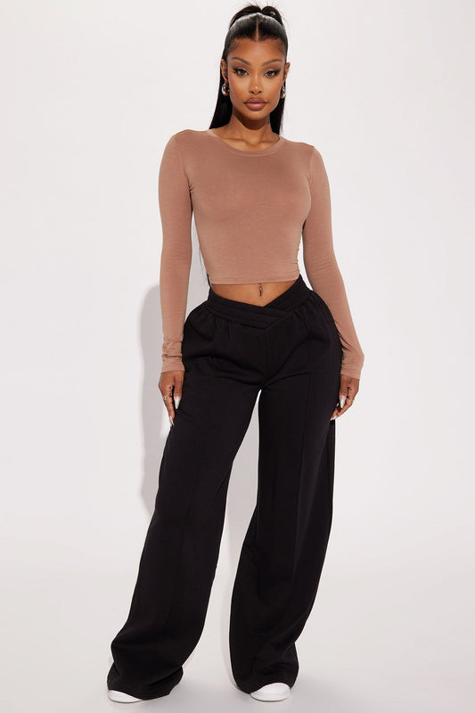 Cassandra Cross Over Lounge Pant - Black - HCWP 