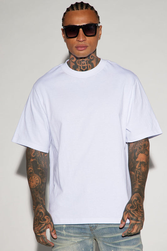 Oversized Heavyweight Short Sleeve Tee - White - HCWP 