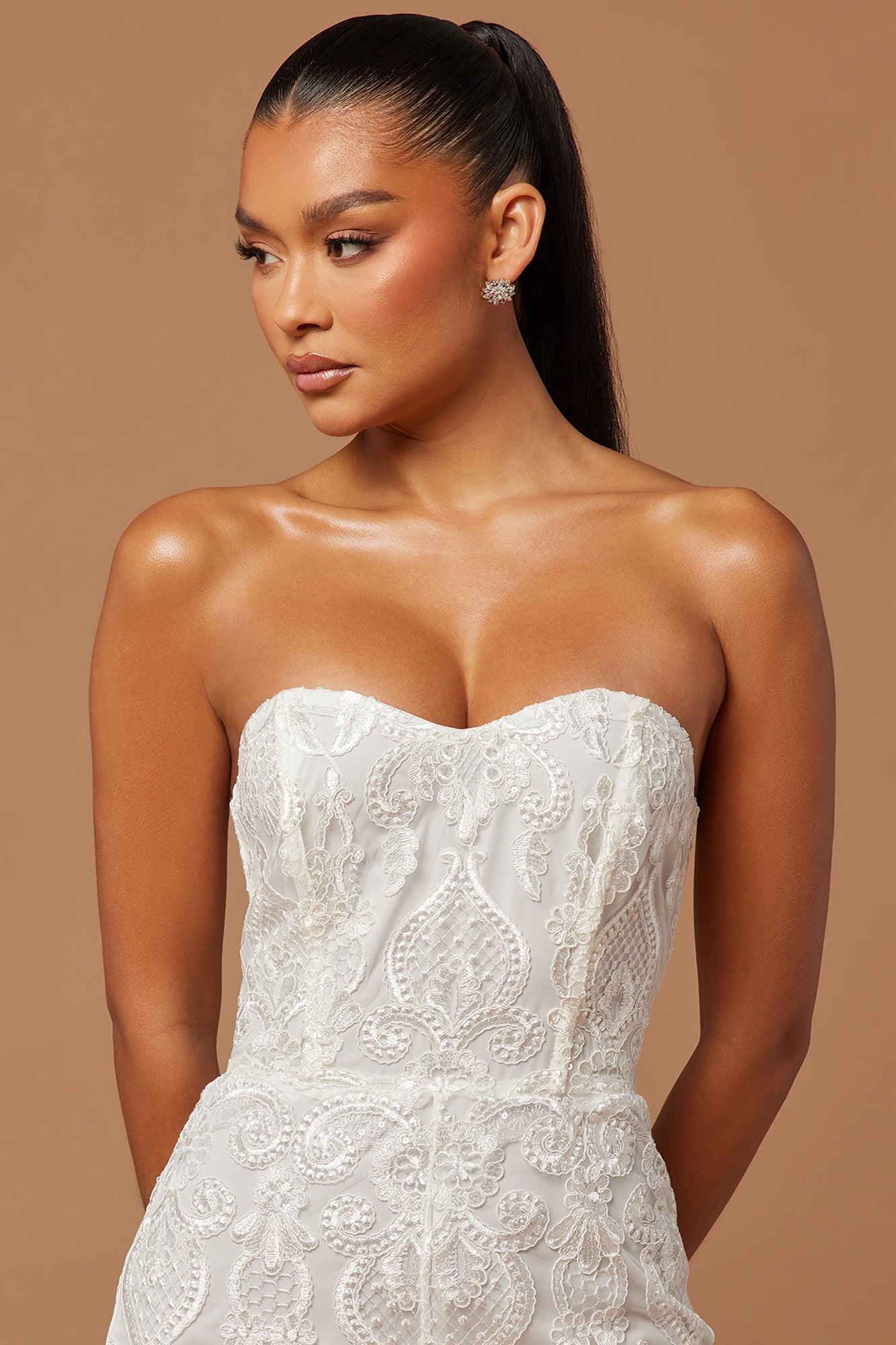 Esther Sequin Embroidered Jumpsuit - White - HCWP 