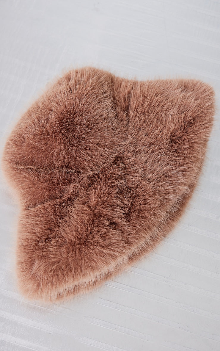 Chocolate Faux Fur Fluffy Bucket Hat