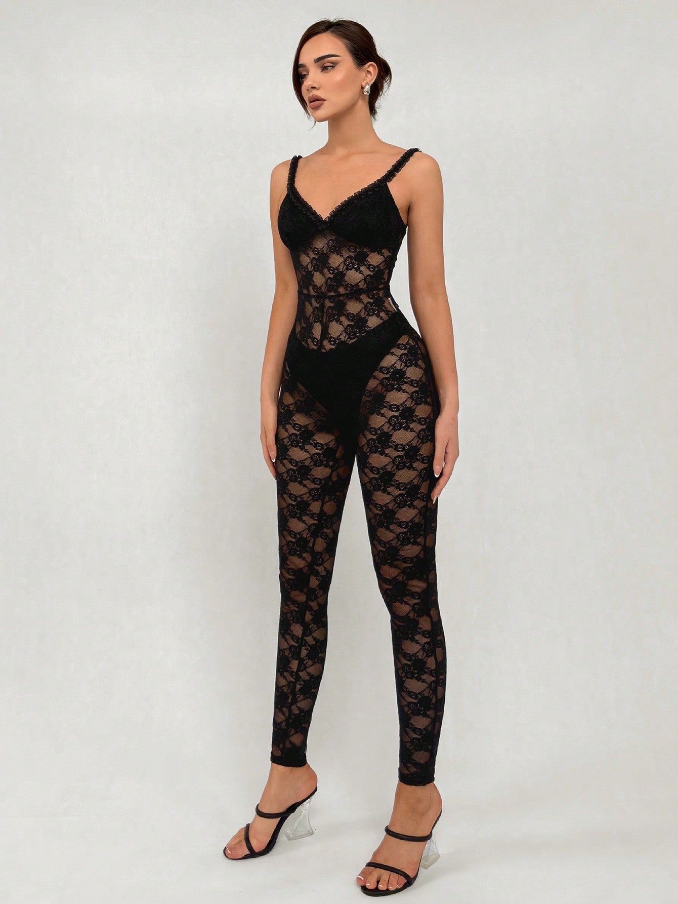 See-Through Lace Jumpsuit