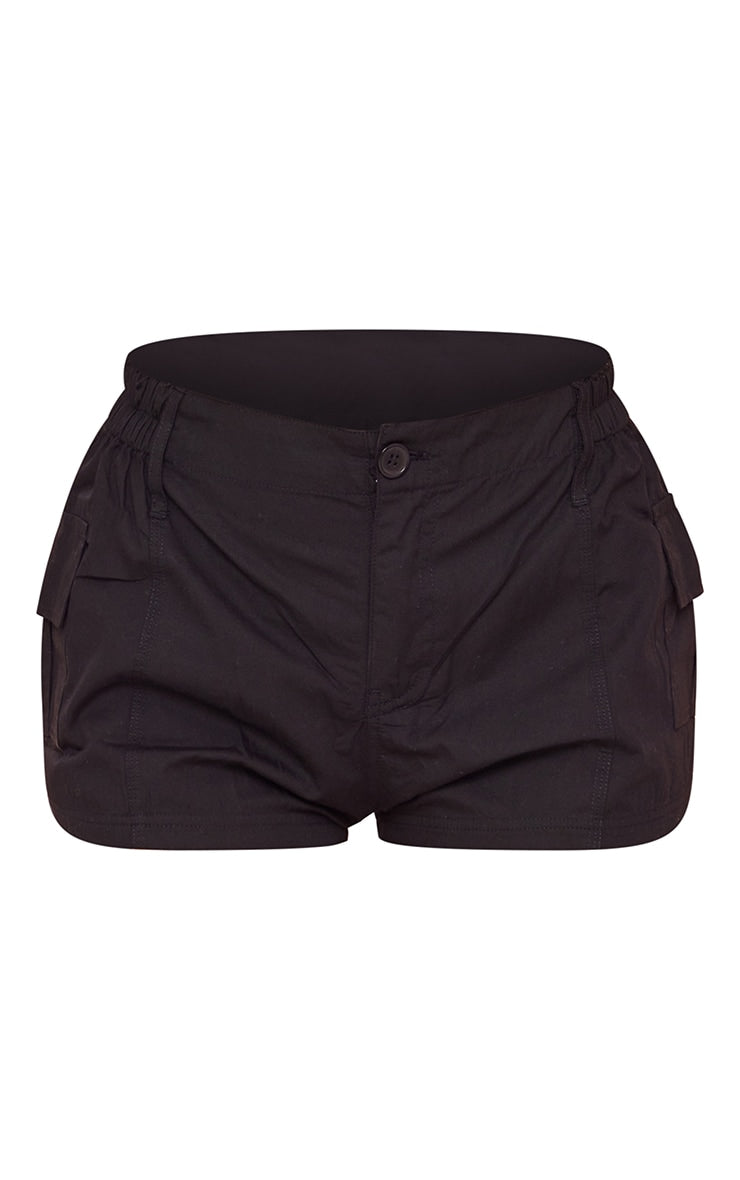 Black Lightweight Low Rise Cargo Shorts