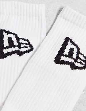 New Era flag logo 3 pack socks in white