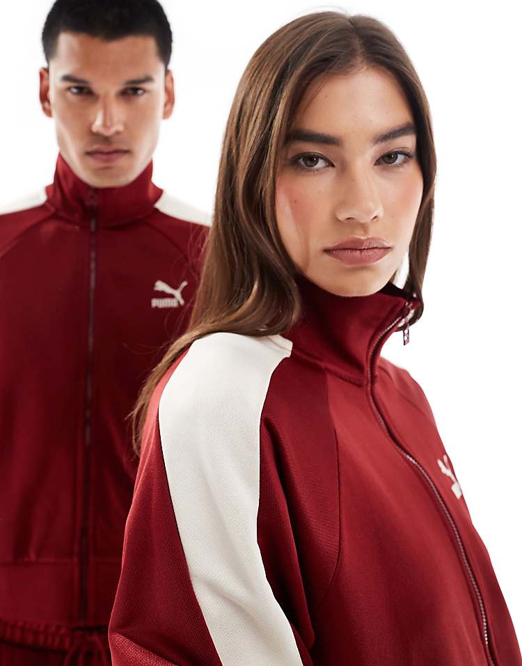 Puma Iconic T7 track jacket in burgundy