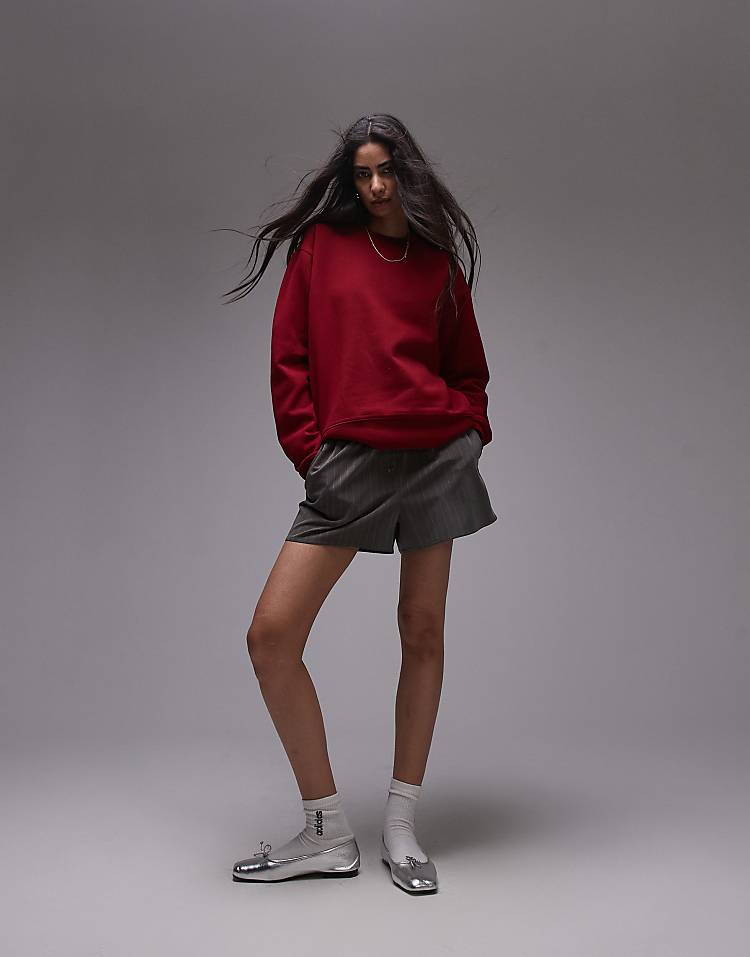 Topshop slim sweat in burgundy