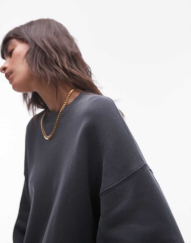 Topshop premium seam detail sweat in burgundy - HCWP 