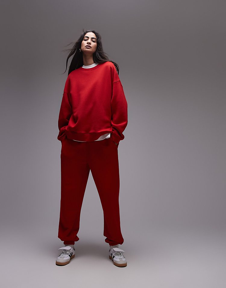 Topshop premium seam detail sweat in burgundy - HCWP 