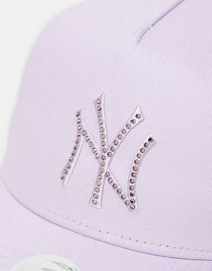 New Era NY Yankees trucker cap with rhinestone logo in lilac