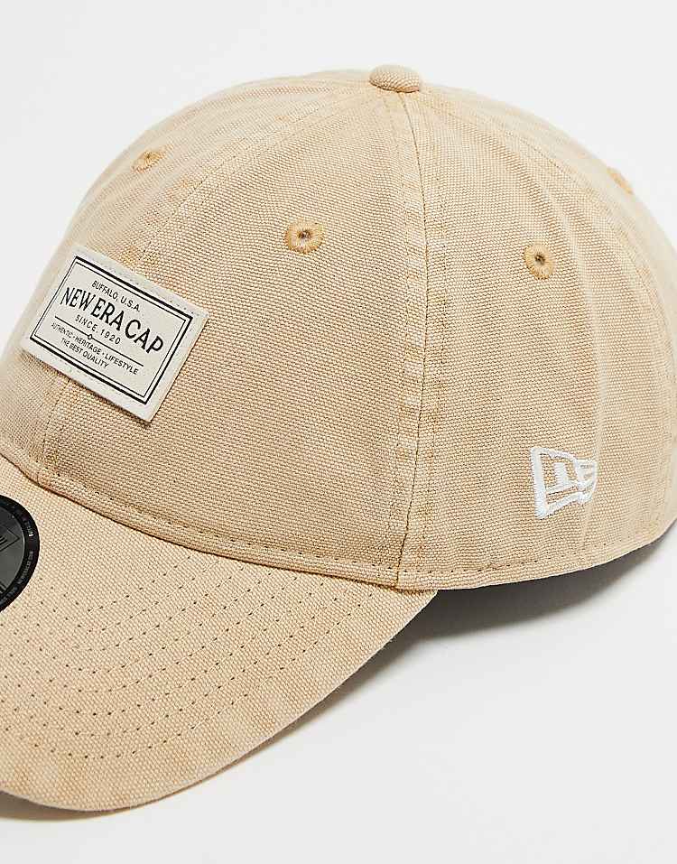 New Era patch washed canvas 9twenty cap in tan