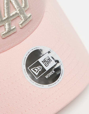 New Era LA Dodgers trucker cap with metallic logo in pink