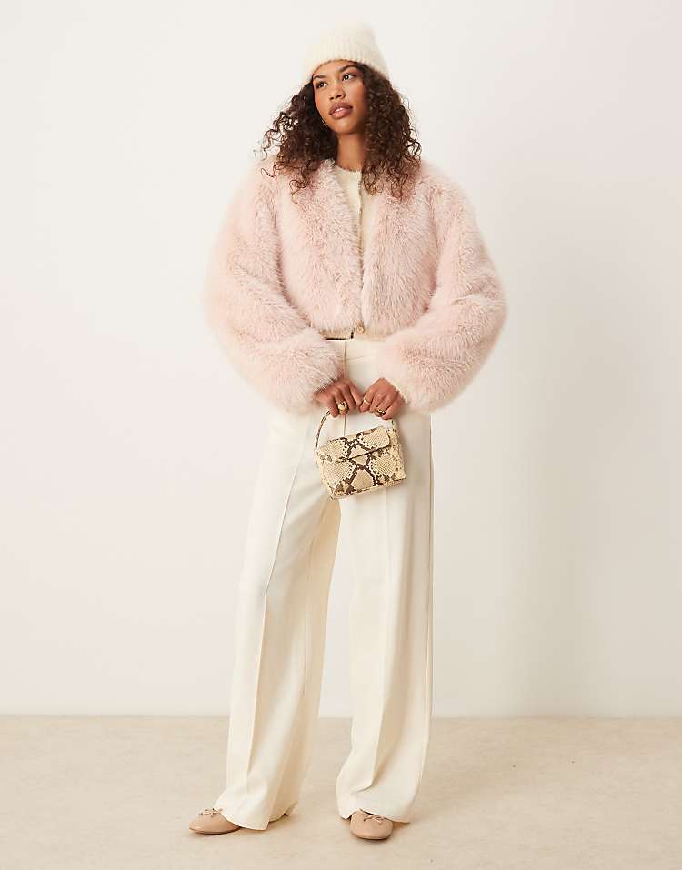 ASOS DESIGN faux fur jacket in cream