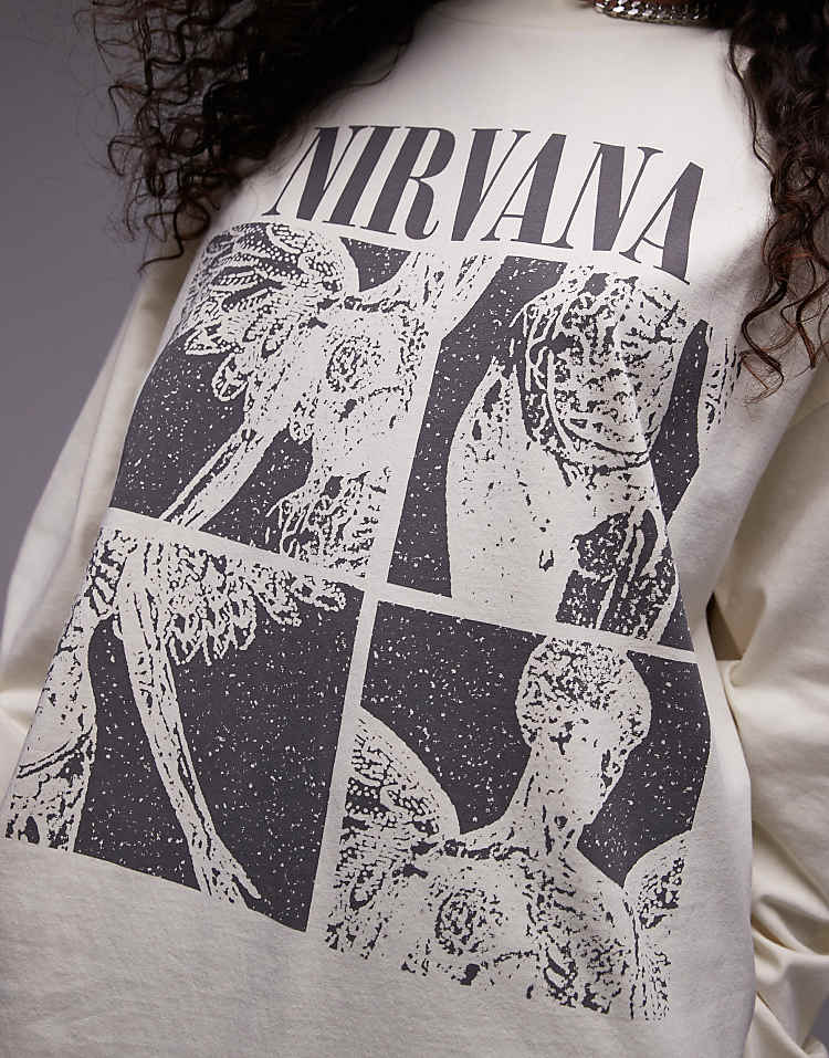 Topshop license graphic  Nirvana long sleeve skater in burgundy
