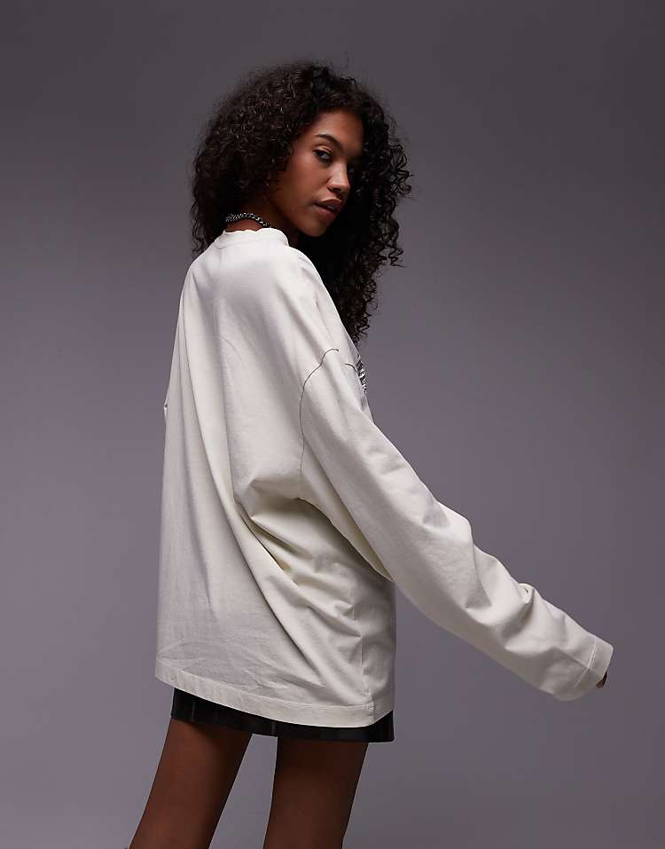 Topshop license graphic  Nirvana long sleeve skater in burgundy