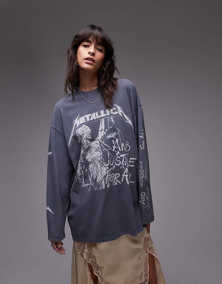 Topshop license graphic  Nirvana long sleeve skater in burgundy