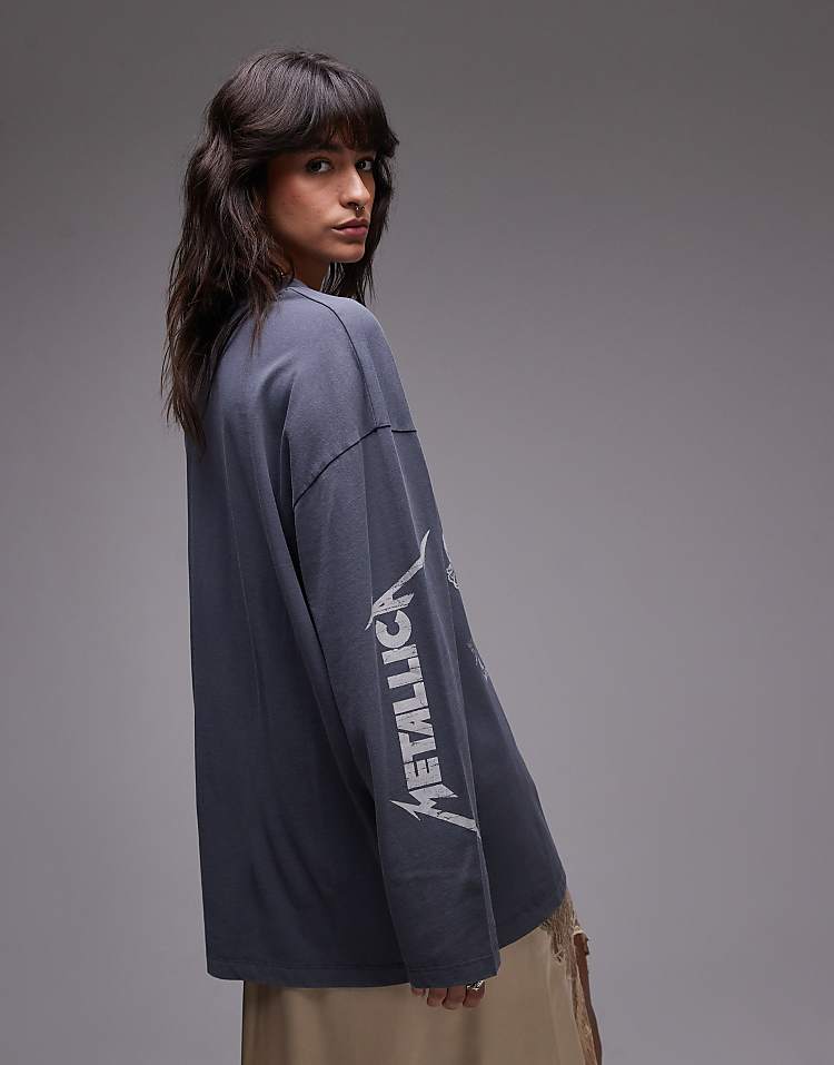 Topshop license graphic  Nirvana long sleeve skater in burgundy