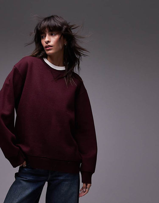 ARKET double-faced soft wool sweater in burgundy