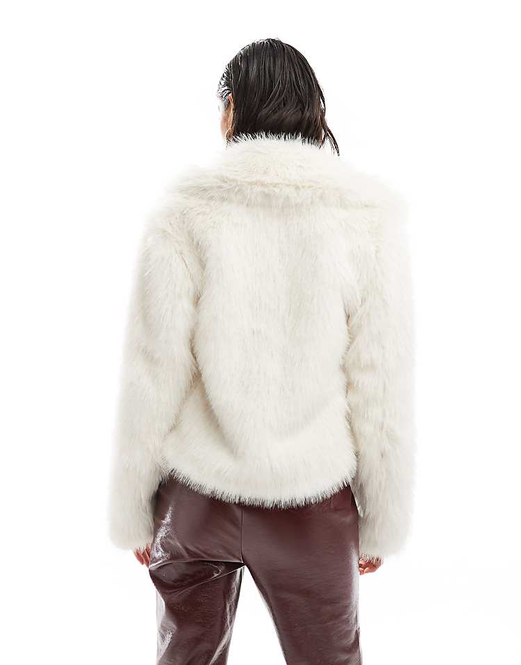 Threadbare faux fur coat in white