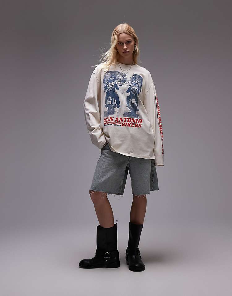 Topshop license graphic  Nirvana long sleeve skater in burgundy