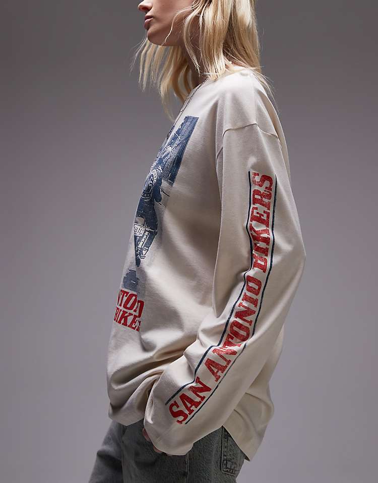 Topshop license graphic  Nirvana long sleeve skater in burgundy