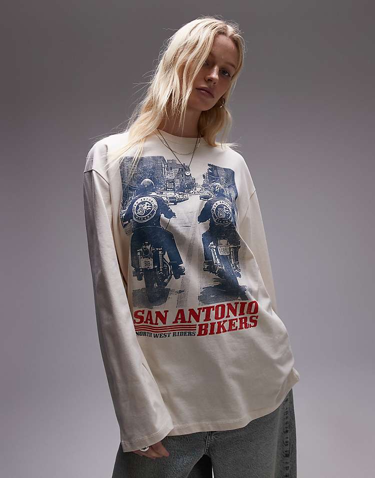 Topshop license graphic  Nirvana long sleeve skater in burgundy