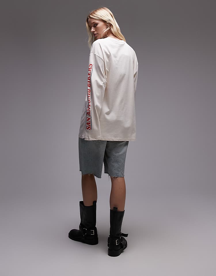 Topshop license graphic  Nirvana long sleeve skater in burgundy